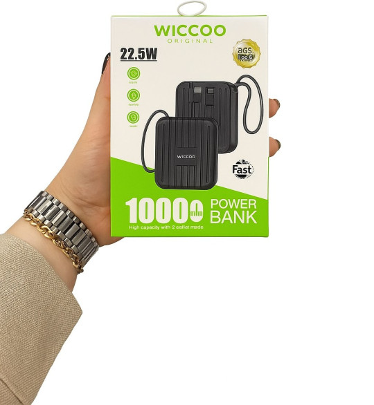 پاوربانک Wiccoo مدل WP-12 ظرفیت ۱۰۰۰۰ میلی‌آمپر